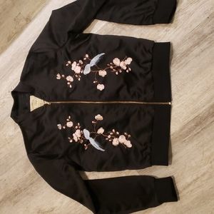 Bomber light weight bird embroidered jacket